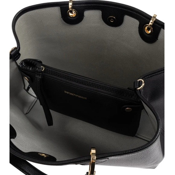 Emporia Armani Black Leather Tote Bag - Picture 3 of 6